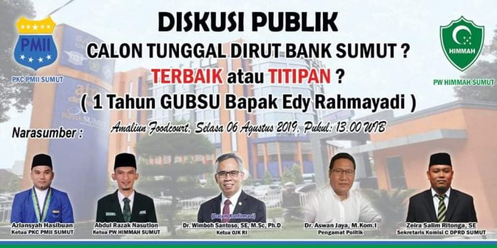 Besok Diskusi Publik Calon Tunggal Dirut Bank Sumut, Terbaik Atau Titipan?