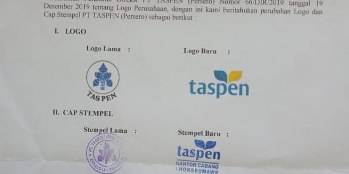 Logo dan Stempel PT Taspen Persero Diubah