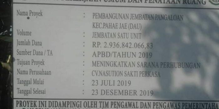 Proyek Jembatan Pangaloan Rp2,9 Belum Selesai, Kantor Pemborongnya Malah Kosong