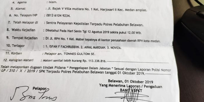 Direksi PD RPH Medan Berkecamuk, Tones Gultom Laporkan Isfan , Ainal dan Noviza ke Polisi dan Kejaksaan