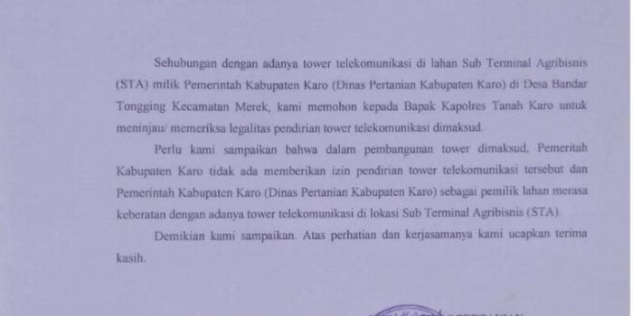 Agar Wibawa Pemkab Karo Terjaga , Pihak Telkomsel Harus Dilaporkan ke Polisi
