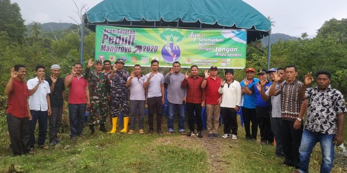 TDC dan Perangkat Gampong Sawang Indah Tanam Bibit Mangrove