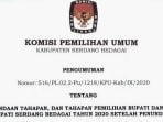 KPU Sergai Perpanjang Pendaftaran Balon Bupati dan Wakil Bupati
