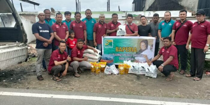 Bapedia Salurkan Sembako Untuk Korban Kebakaran di Desa Alue Dama
