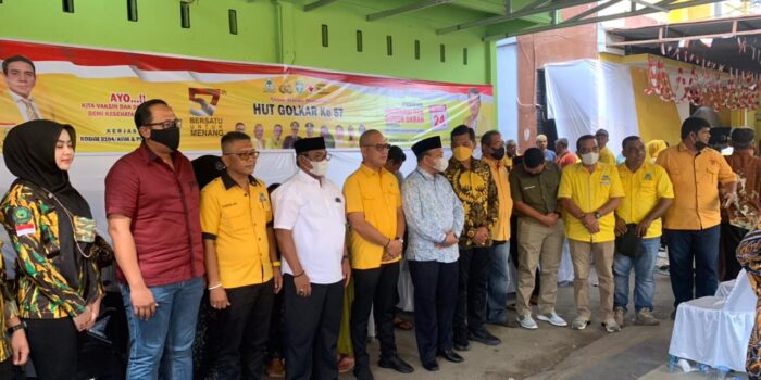 HUT Ke -57, Partai Golkar Kota Langsa Santuni Anak Yatim Dan Vaksinasi