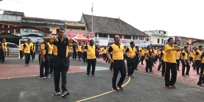 Polres Samosir Gelar Olahraga Bersama Usai Pengamanan Kunjungan Presiden RI