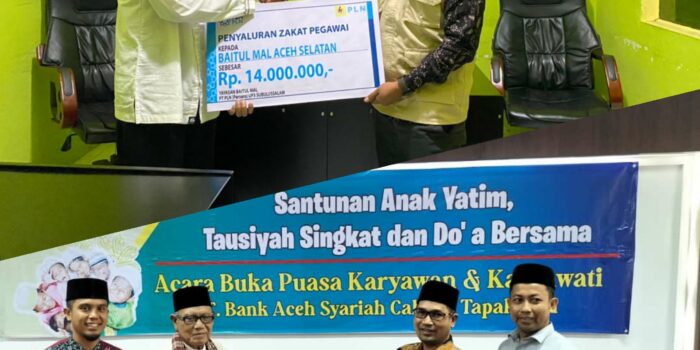 PT Bank Aceh Syariah Cabang Tapaktuan Salurkan Zakat Ke Baitul MAL Aceh Selatan