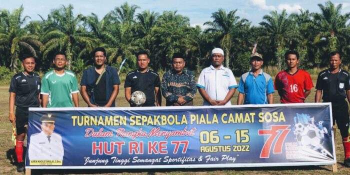 Memeriahkan HUT RI ke 77, Kecamatan Sosa Gelar Turnamen Sepakbola Antar Desa