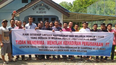 Masyarakat Meukek Tolak Tambang Emas PT SAE di Gampong Alue Baro