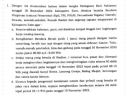 Hari Pahlawan Nasional 2022, Pemkab Karo Ajak Masyarakat Heningkan Cipta 60 Detik