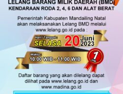 BPKAD Pemkab Madina Akan Laksanakan Lelang Barang Milik Daerah