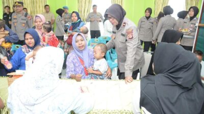 Sambut Hari Jadi ke-75, Polwan Polres Langsa Laksanakan Bakti Kesehatan