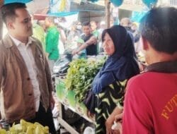 Blusukan di Pasar Pangkalan Brandan, Adli Tama Disambut Para Pedagang