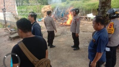 Polsek Kualuh Hulu Labuhanbatu Bakar Gubuk Sarang Narkoba