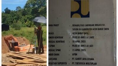 Proyek Rehabilitasi Jaringan Irigasi di Kawasan Keude Paya Tanpa Jumlah Anggaran