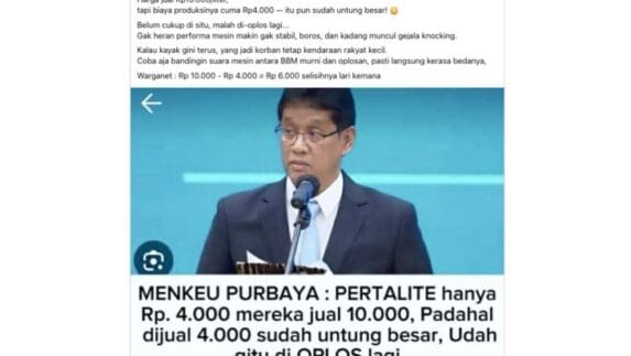 Purbaya Sebut Harga Asli Pertalite Rp4.000 Per Liter, Itu Hoaks