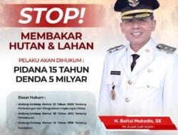 Plt Bupati Aceh Selatan: Pembakar Hutan dan Lahan Didenda 5 M dan 15 Tahun Penjara