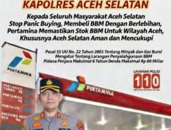 Kapolres Aceh Selatan Imbau Masyarakat Stop Panic Buying BBM