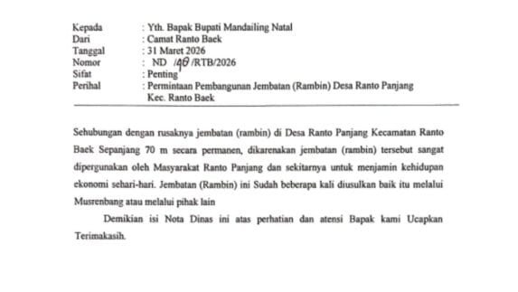 Jeritan Warga Ranto Panjang Didengar, Camat Rantobaek Terbitkan Nota Dinas Mendesak
