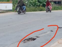 Kondisi Jalan Berlubang di Jembatan Irigasi Paya Ketenggar Belum Diperbaiki