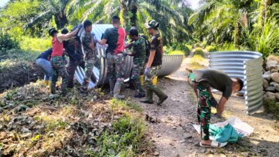 Kodim 0107/Aceh Selatan Kembali Bangun Jembatan Aramco di Empat Desa