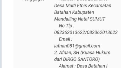 Pembina Yayasan AT-TAQWA Sinunukan V Madina Digugat